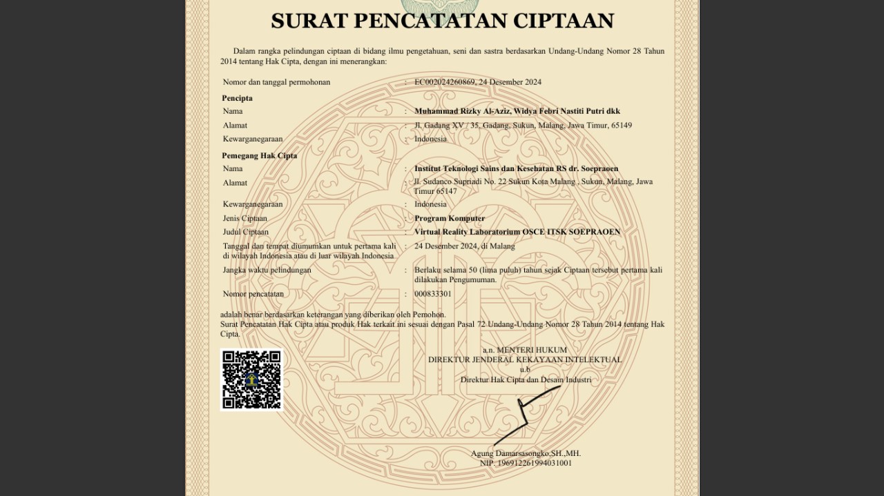 Sertifikat Hak Cipta VR